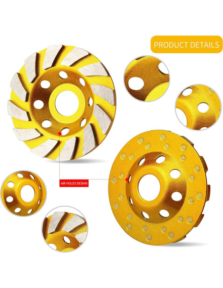 Ruedas de Amolar de Diamante HRLORKC 10 cm 2 Piezas para Concreto
