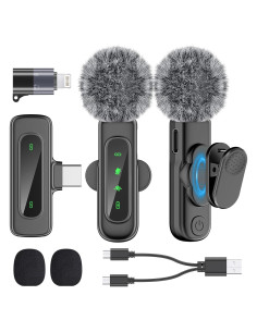 Micrófono Lavalier Inalámbrico PoP Voice USB-C 12H Reducción Ruido