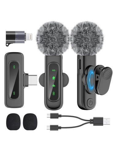 Micrófono Lavalier Inalámbrico PoP Voice USB-C 12H Reducción Ruido