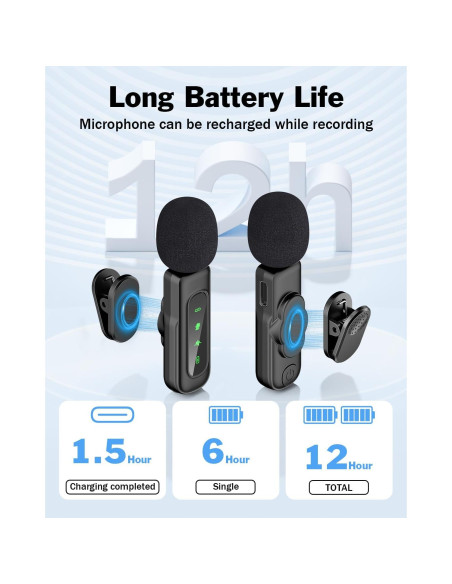 Micrófono Lavalier Inalámbrico PoP Voice USB-C 12H Reducción Ruido