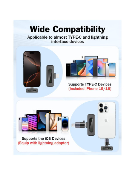 Micrófono Lavalier Inalámbrico PoP Voice USB-C 12H Reducción Ruido