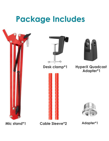 Brazo de Micrófono YOUSHARES Rojo para HyperX QuadCast