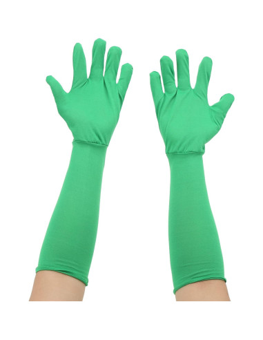 Guantes de Pantalla Verde Chromakey 2 Piezas Seda de Leche