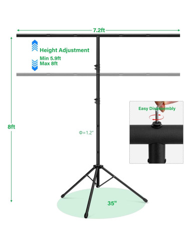 Kit de Fondo Verde 2.4x2.2m CludPark con Soporte Ajustable