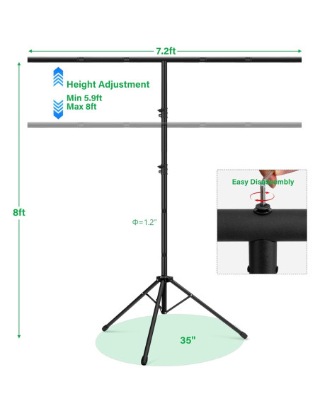 Kit de Fondo Verde 2.4x2.2m CludPark con Soporte Ajustable