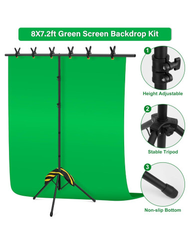 Kit de Fondo Verde 2.4x2.2m CludPark con Soporte Ajustable