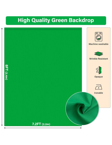 Kit de Fondo Verde 2.4x2.2m CludPark con Soporte Ajustable