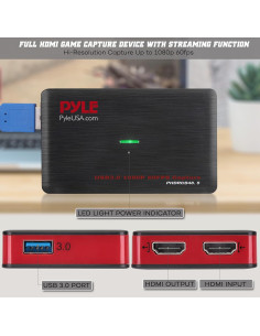 Dispositivo de Captura de Video Pyle PHDRCB48 HDMI 1080p 2
