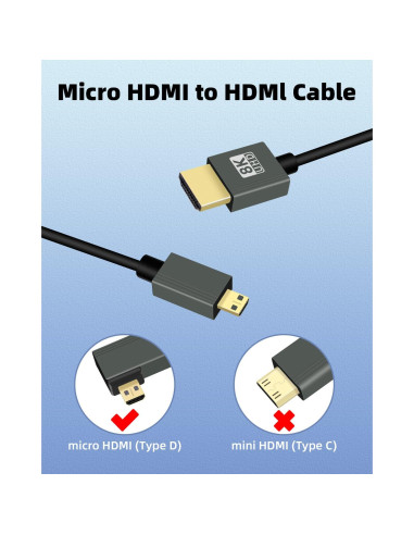 Cable Micro HDMI a HDMI Enrollado GELRHONR 8K 0.30-0.91m