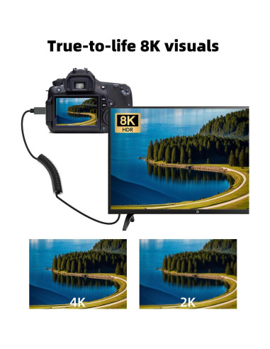 Cable Micro HDMI a HDMI Enrollado GELRHONR 8K 0.30-0.91m