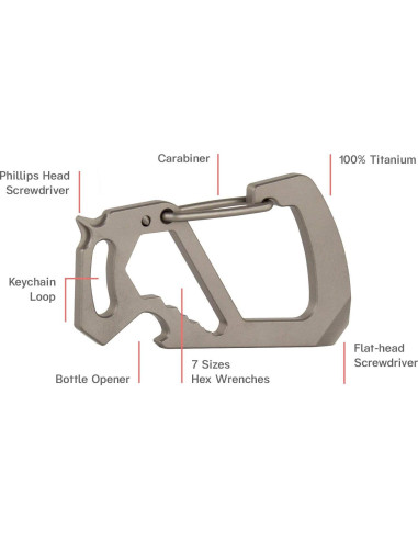 Multiherramienta Carabiner Northwall Titanio 12 en 1 Ligera