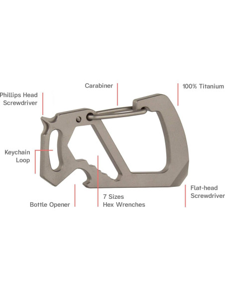 Multiherramienta Carabiner Northwall Titanio 12 en 1 Ligera