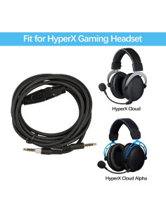 Cable de audio auxiliar Flylin 2M 3.5mm para auriculares Kingston Hyper Cloud 2