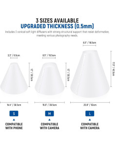 Conos de Luz NEEWER 3 Piezas 356mm/381mm/508mm Difusores 2