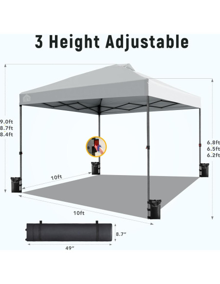 Carpa Pop Up Vibemo 10x10 Gris Impermeable UPF50+ Carpa Pop Up Vibemo 10x10 Gris Impermeable UPF50+