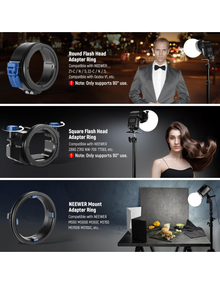 Domo de Difusión Softbox NEEWER CRS6 con 3 Anillos Adaptadores Domo de Difusión Softbox NEEWER CRS6 con 3 Anillos Adaptadores