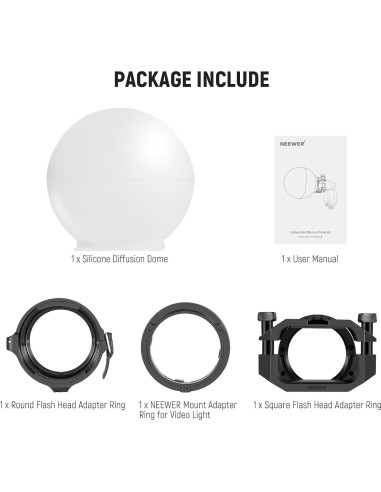 Domo de Difusión Softbox NEEWER CRS6 con 3 Anillos Adaptadores