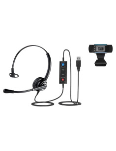 Auricular TruVoice VoicePro 10 y Webcam 1080P Full HD