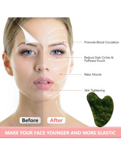 Gua Sha OXT de Jade Natural Verde Oscuro para Facial y Cuerpo 2