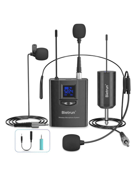 Sistema de micrófono lavalier inalámbrico Bietrun WXM07 UHF 50m