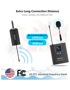Sistema de micrófono lavalier inalámbrico Bietrun WXM07 UHF 50m 2