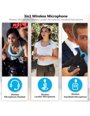 Sistema de micrófono lavalier inalámbrico Bietrun WXM07 UHF 50m