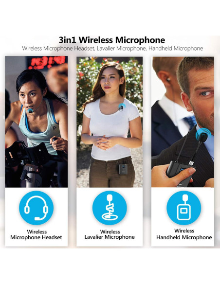 Sistema de micrófono lavalier inalámbrico Bietrun WXM07 UHF 50m