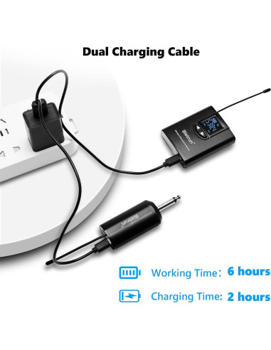 Sistema de micrófono lavalier inalámbrico Bietrun WXM07 UHF 50m