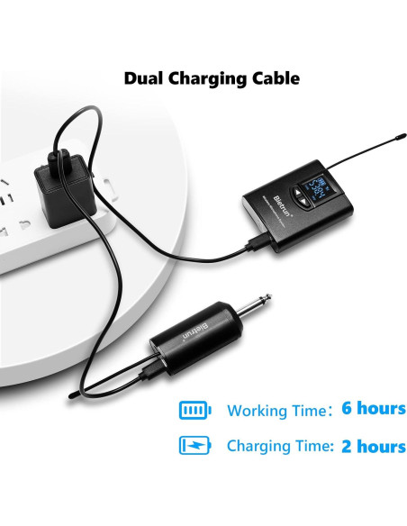 Sistema de micrófono lavalier inalámbrico Bietrun WXM07 UHF 50m