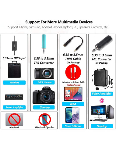 Sistema de micrófono lavalier inalámbrico Bietrun WXM07 UHF 50m