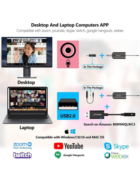Sistema de micrófono lavalier inalámbrico Bietrun WXM07 UHF 50m