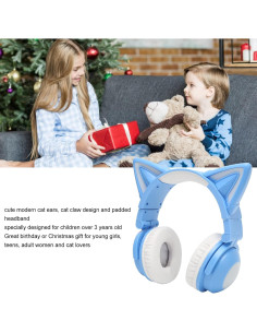 Auriculares PUSOKEI Bluetooth 5.0 con orejas de gato LED 2