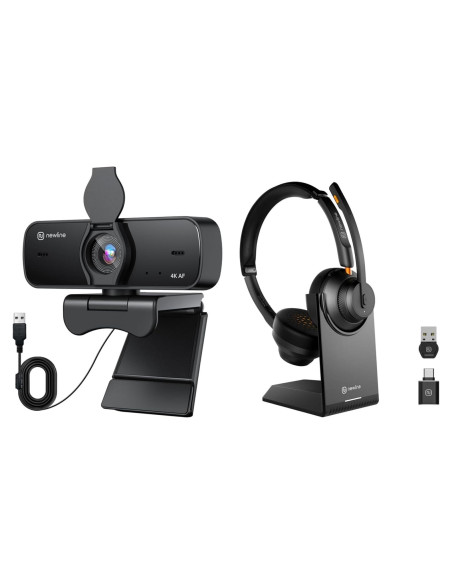 Webcam 4K Newline con Auriculares Inalámbricos y Cancelación de Ruido
