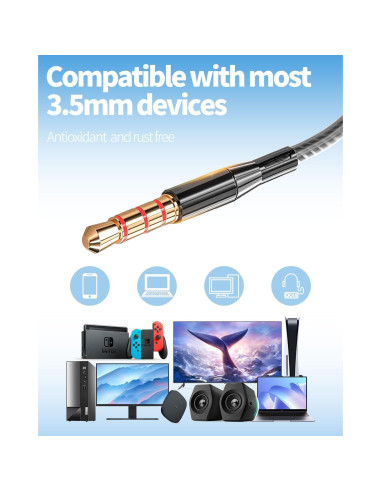 Auriculares con cable Yodamiack 3 metros con micrófono - Paquete de 3