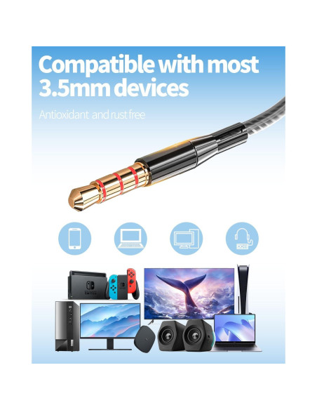 Auriculares con cable Yodamiack 3 metros con micrófono - Paquete de 3