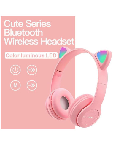 Auriculares Inalámbricos ZGSJ P47M Rosa con Cancelación de Ruido