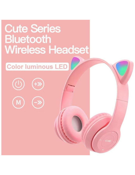 Auriculares Inalámbricos ZGSJ P47M Rosa con Cancelación de Ruido