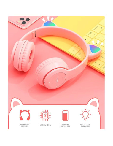 Auriculares Inalámbricos ZGSJ P47M Rosa con Cancelación de Ruido