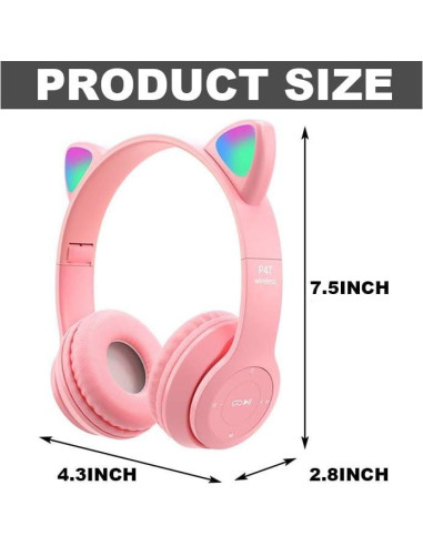 Auriculares Inalámbricos ZGSJ P47M Rosa con Cancelación de Ruido