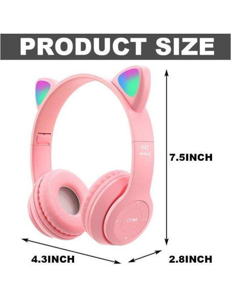 Auriculares Inalámbricos ZGSJ P47M Rosa con Cancelación de Ruido