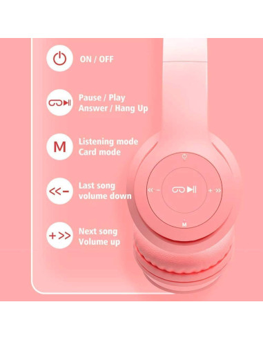 Auriculares Inalámbricos ZGSJ P47M Rosa con Cancelación de Ruido