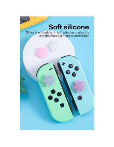 Agarres de Pulgar de Silicona NANANINO para Nintendo Switch - 4PCS Estrellas