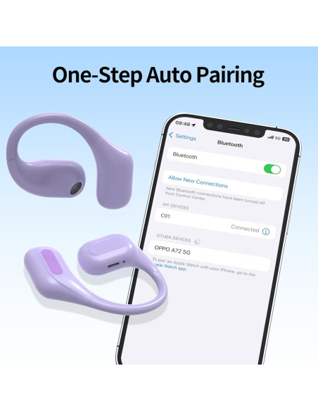 Auriculares Bluetooth Inalámbricos AMAFACE C01 Morado 25h