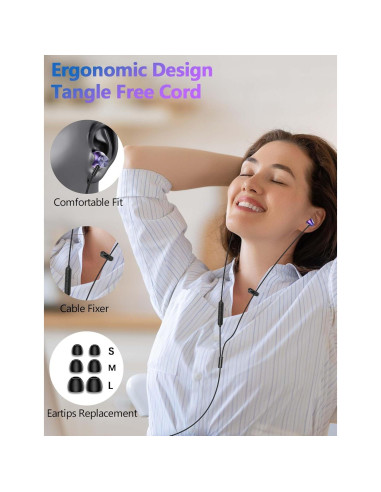 Paquete de 2 Auriculares In-Ear 3.5mm con Cancelación de Ruido