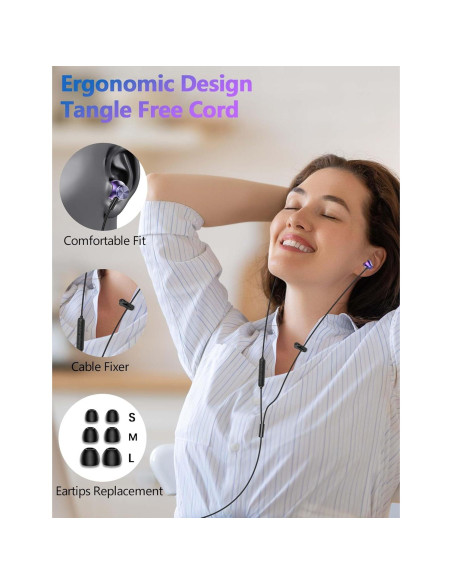 Paquete de 2 Auriculares In-Ear 3.5mm con Cancelación de Ruido