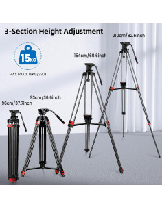 Trípode de Video Mactrem VT72 210cm con Cabezal Fluido 2