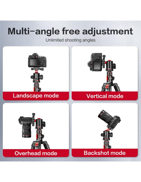 Trípode de cámara 182cm Aluminio DSLR con Monopie y Cabezal 360