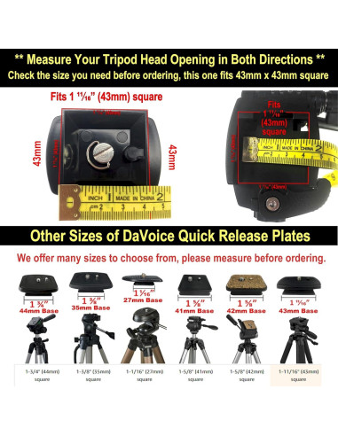 Placa de liberación rápida DaVoice 43mm para trípode