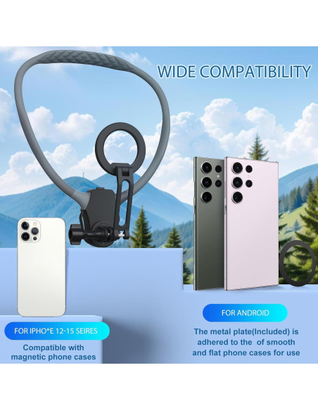 Soporte Magnético para Teléfono en el Cuello ITEFDTUTNE Gris