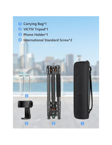 Trípode Profesional Victiv 200 cm para Cámara DSLR y Monopod